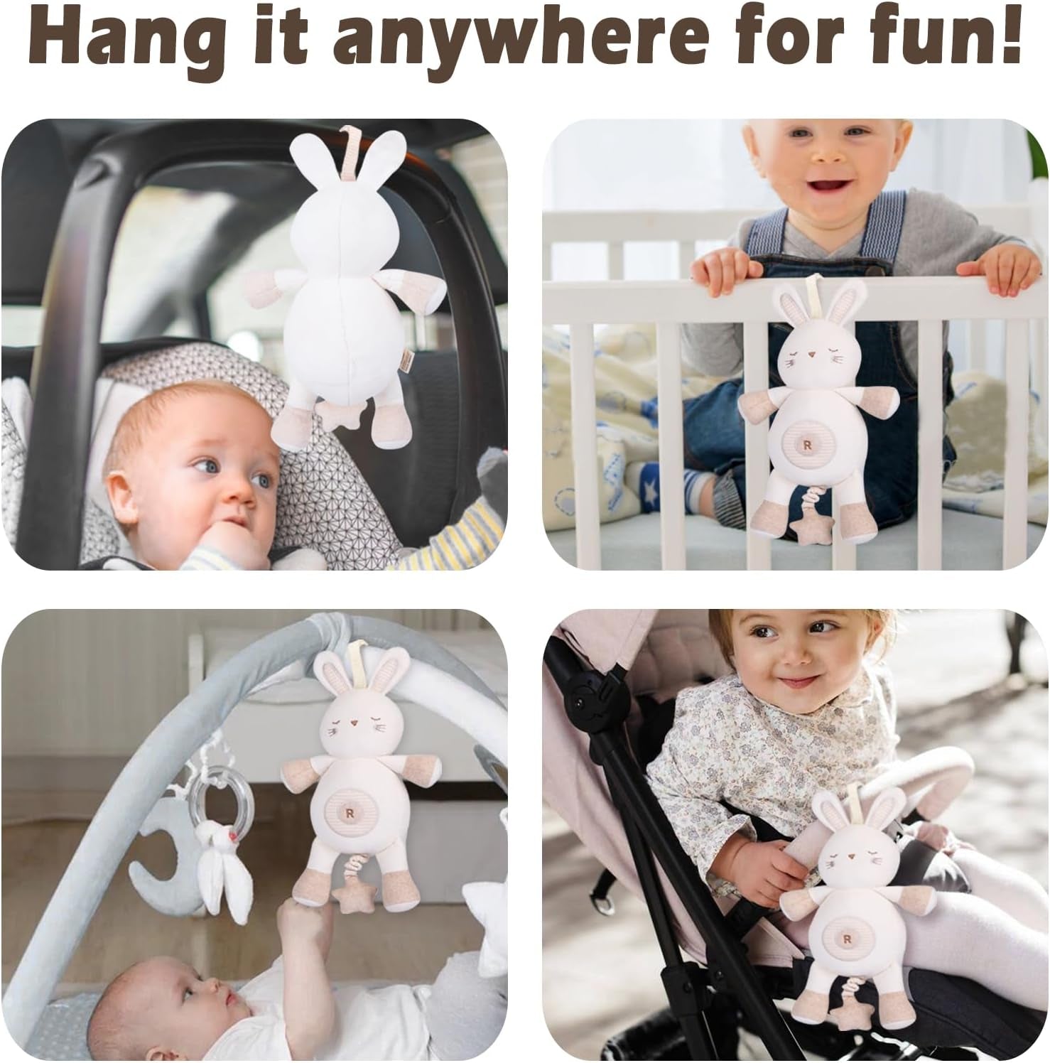 Newborn Baby Toys, Soft Cotton Stuffed Bunny Toy with Lullaby Music for Boy & Girl Babies 0-3-4-6+ Months,Easter Gift for Baby (Rabbit)