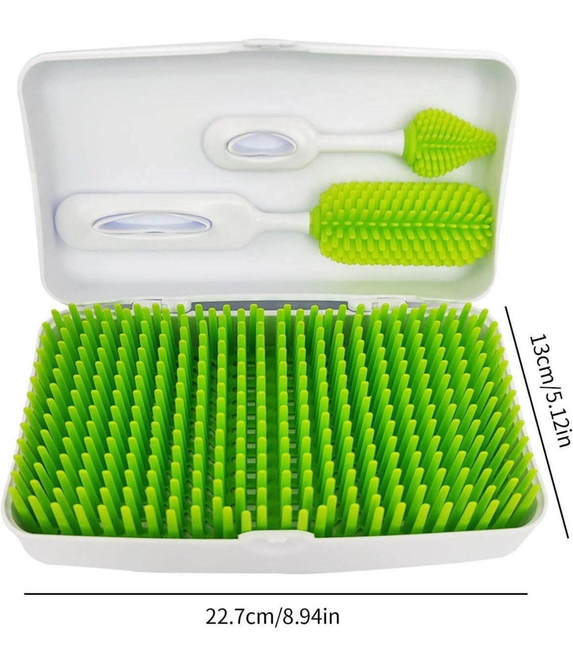 Premium Travel Green Baby Bottle Drying Rack & Cleaning Brushes ~ in Travel Case