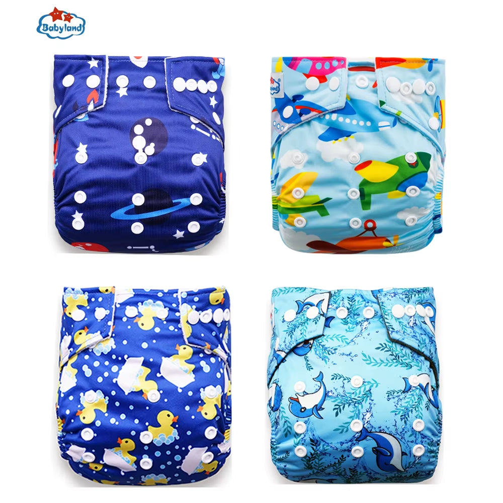 Fralda Ecologica Babyland 4Pcs/Set Cloth Diapers Baby Shells for 0-2 Years Adjustable Reusable Baby Cloth Nappy Covers