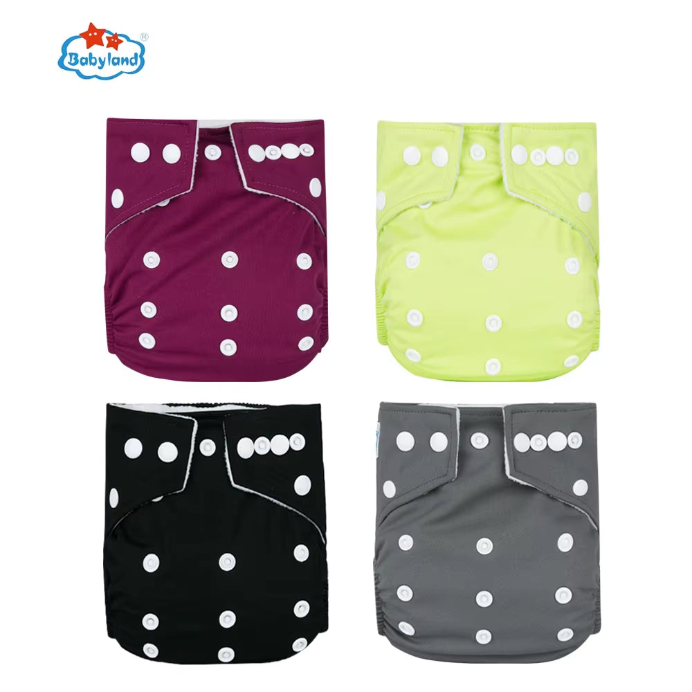 Fralda Ecologica Babyland 4Pcs/Set Cloth Diapers Baby Shells for 0-2 Years Adjustable Reusable Baby Cloth Nappy Covers