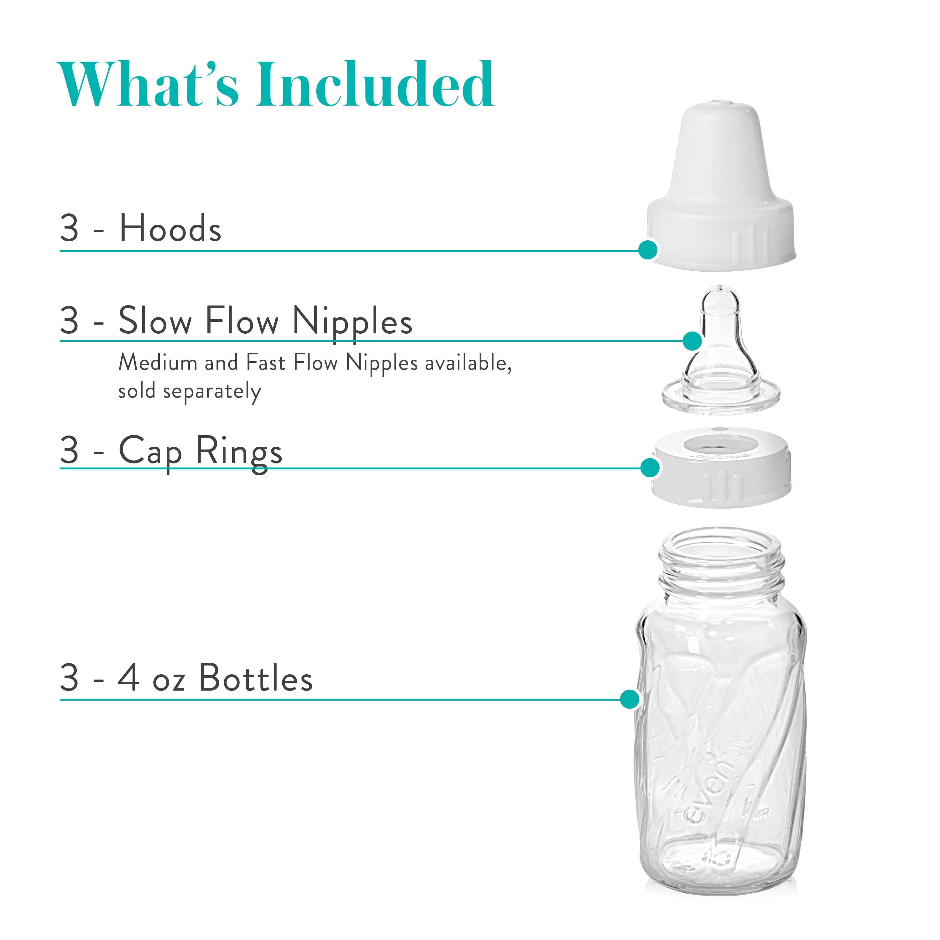 Classic Bpa-Free Glass Baby Bottles - 4Oz, Clear, 3Ct