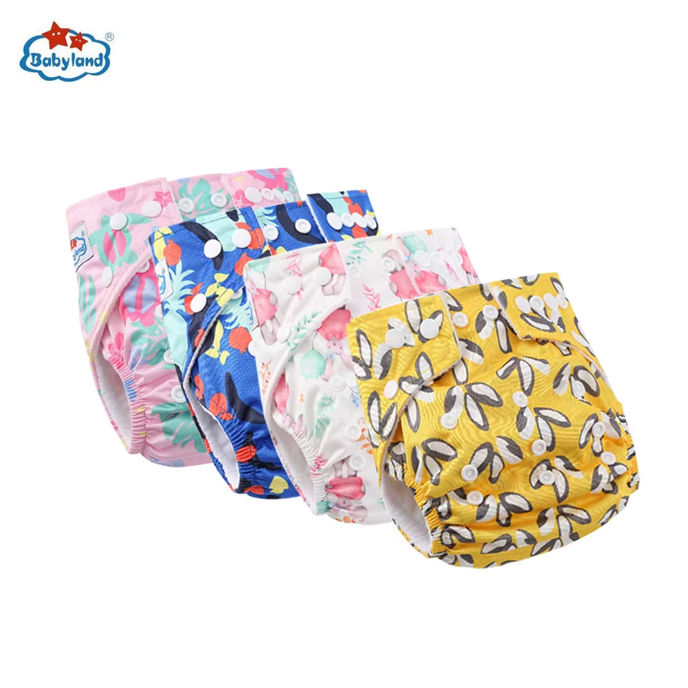 Fralda Ecologica Babyland 4Pcs/Set Cloth Diapers Baby Shells for 0-2 Years Adjustable Reusable Baby Cloth Nappy Covers