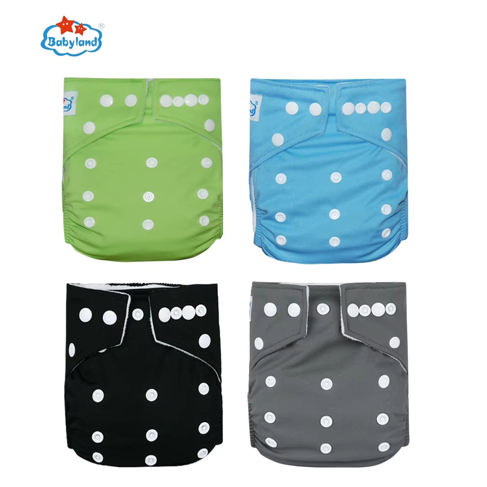 Fralda Ecologica Babyland 4Pcs/Set Cloth Diapers Baby Shells for 0-2 Years Adjustable Reusable Baby Cloth Nappy Covers