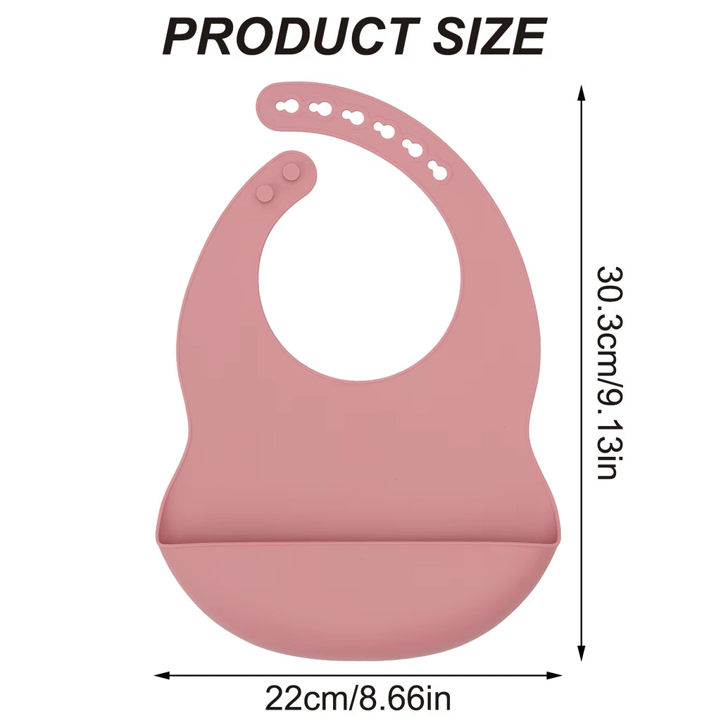 Color Kids 1PCS Silicone Baby Bib Adjustable Waterproof Feeding Bib BPA Free Soft Drool Bib Newborn Essentials Saliva Towel