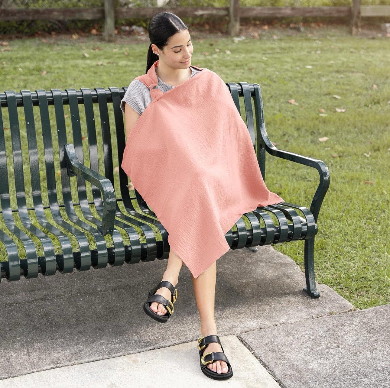 Muslin Nursing Cover Breastfeeding Breathable 100% Cotton Soft Arch Neckline