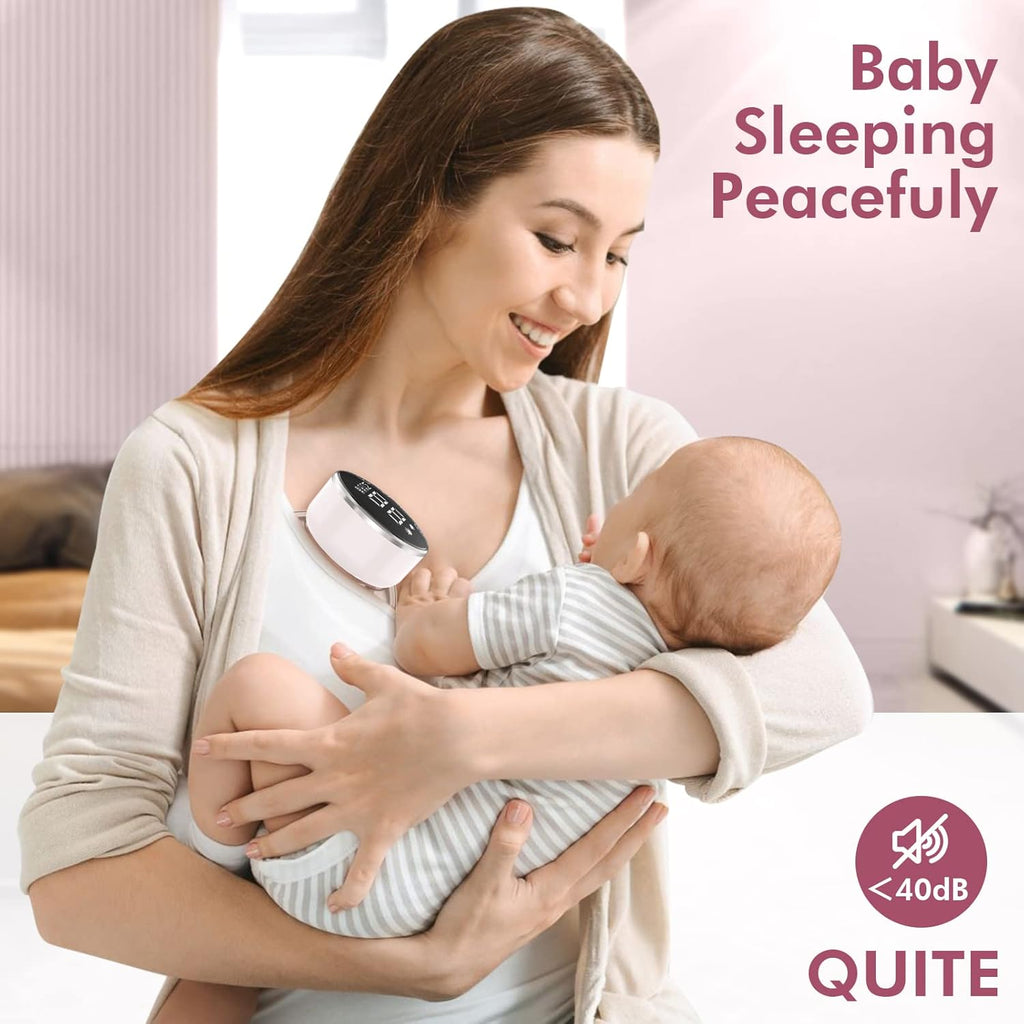Wearable Breast Pump Hands Free of Longer Battery Life & LED Display, Portable Electric Breast Pump with 3 Modes & 9 Levels & Low Noise, 24 Mm Flange, 2 Pcs White