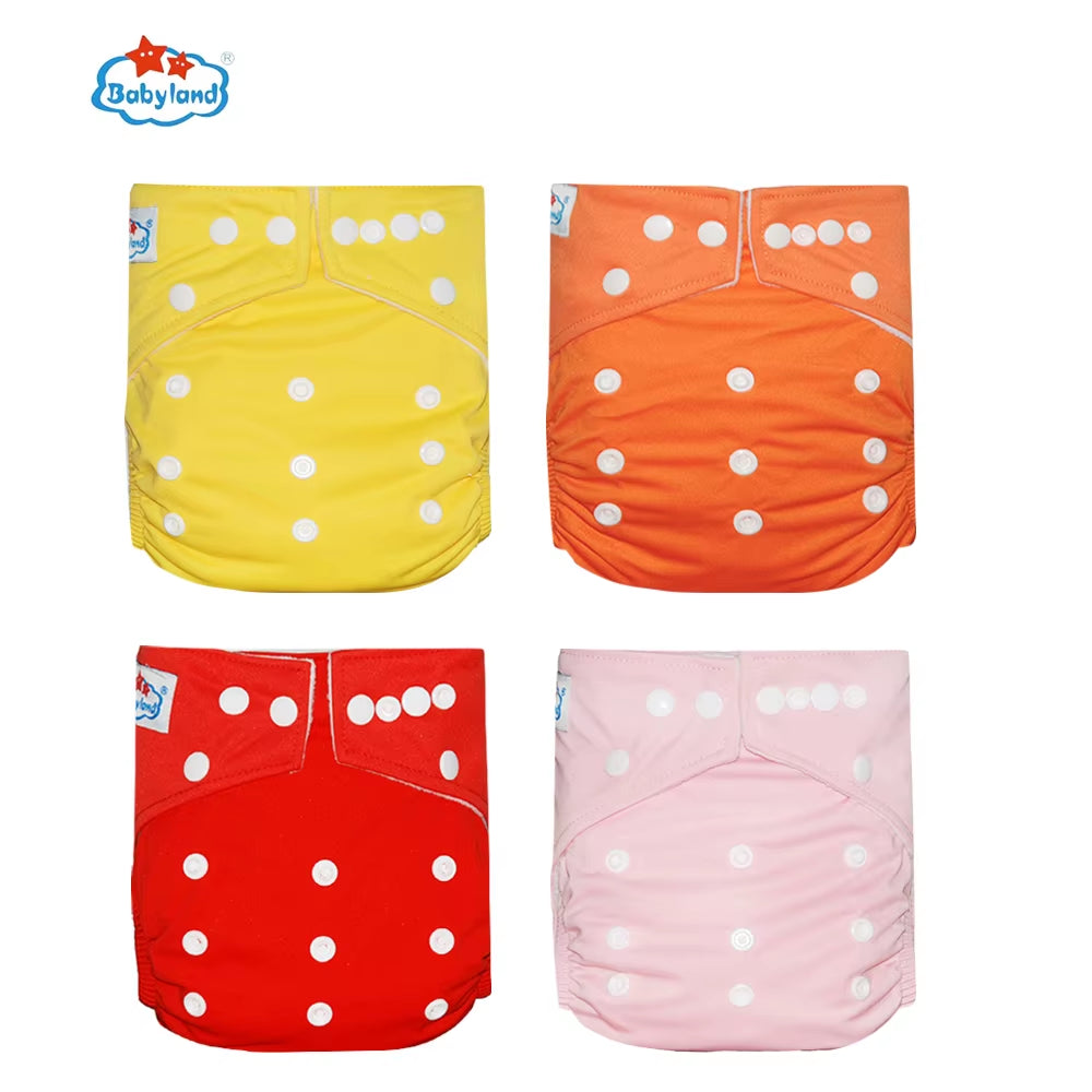 Fralda Ecologica Babyland 4Pcs/Set Cloth Diapers Baby Shells for 0-2 Years Adjustable Reusable Baby Cloth Nappy Covers