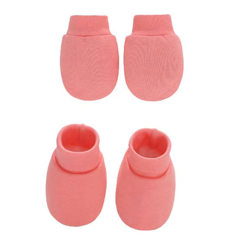 Baby Soft Cotton Gloves Foot Covers Set anti Scratching Mittens Socks Face for Protection Gloves for Newborn Inf