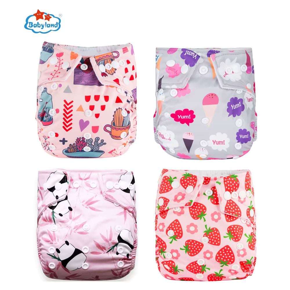 Fralda Ecologica Babyland 4Pcs/Set Cloth Diapers Baby Shells for 0-2 Years Adjustable Reusable Baby Cloth Nappy Covers