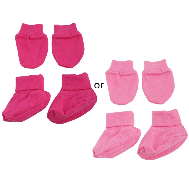 Baby Soft Cotton Gloves Foot Covers Set anti Scratching Mittens Socks Face for Protection Gloves for Newborn Inf