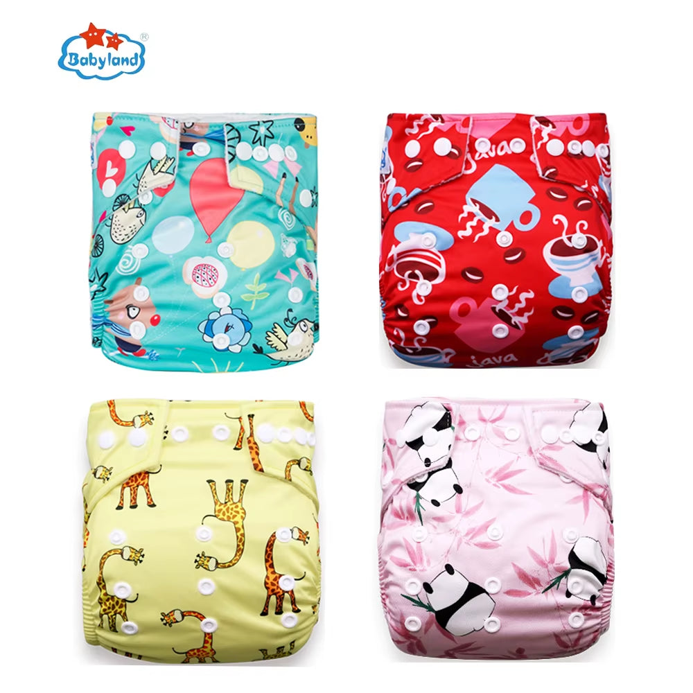 Fralda Ecologica Babyland 4Pcs/Set Cloth Diapers Baby Shells for 0-2 Years Adjustable Reusable Baby Cloth Nappy Covers