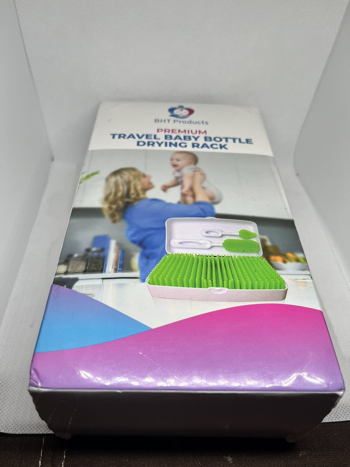 Premium Travel Green Baby Bottle Drying Rack & Cleaning Brushes ~ in Travel Case