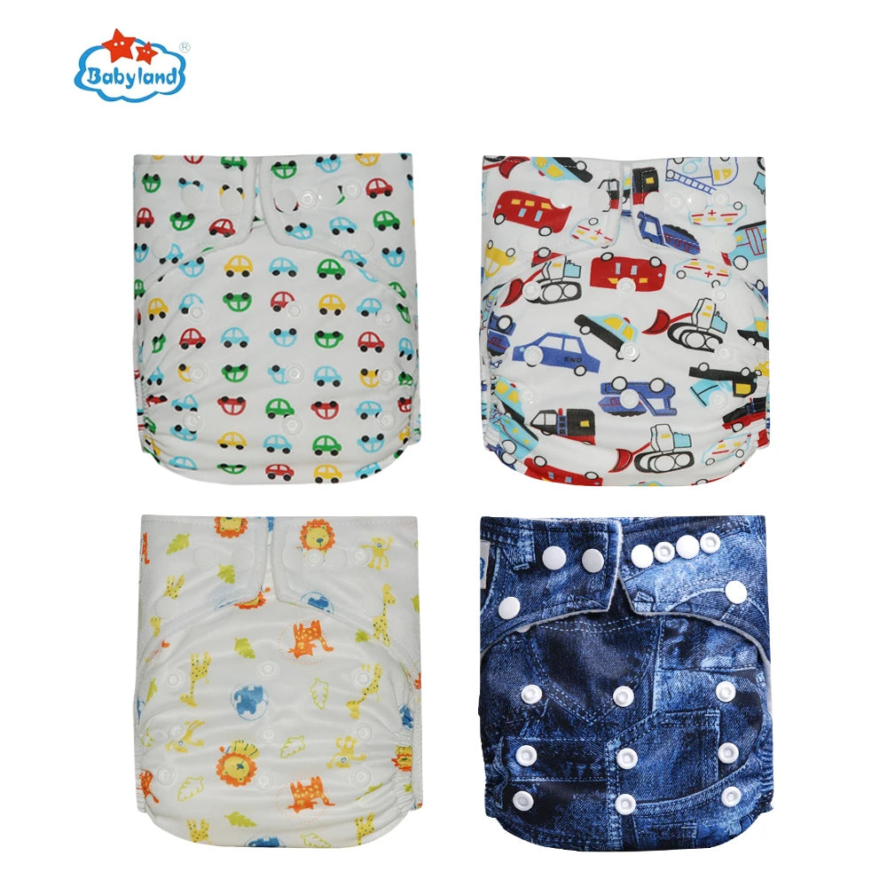 Fralda Ecologica Babyland 4Pcs/Set Cloth Diapers Baby Shells for 0-2 Years Adjustable Reusable Baby Cloth Nappy Covers