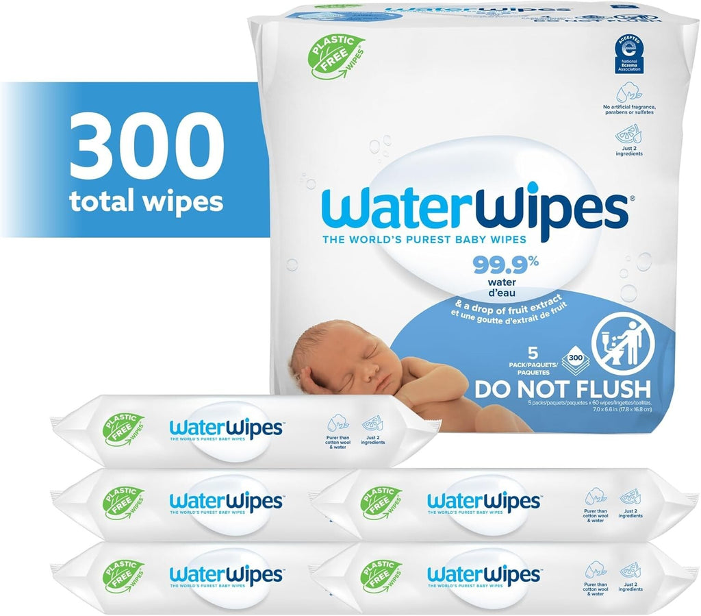 Waterwipes Plastic-Free Original Baby Wipes, 99.9% Water Based Wipes, Unscented