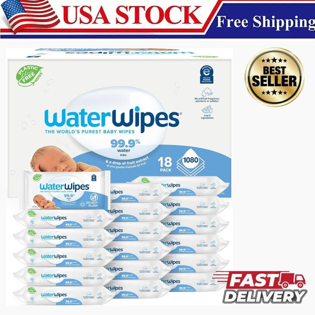 Waterwipes Plastic-Free Original Baby Wipes, 99.9% Water Based Wipes, Unscented
