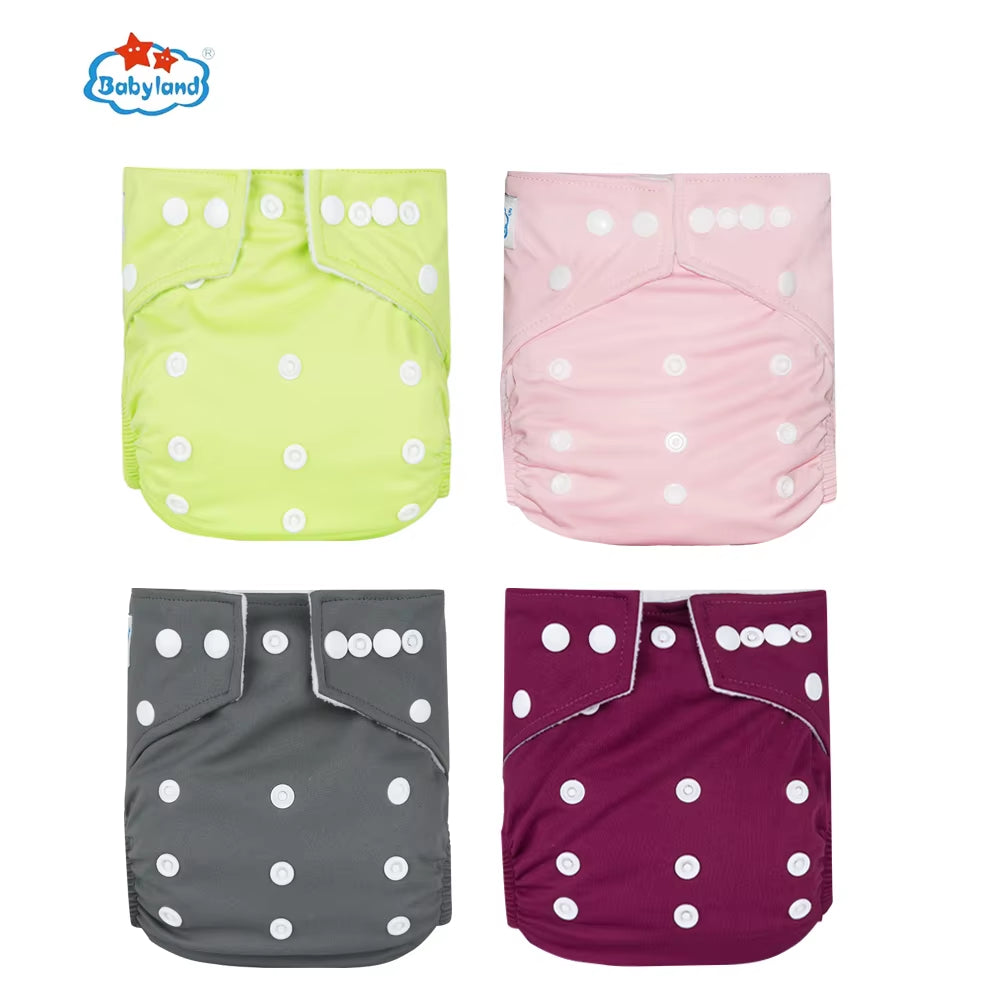 Fralda Ecologica Babyland 4Pcs/Set Cloth Diapers Baby Shells for 0-2 Years Adjustable Reusable Baby Cloth Nappy Covers