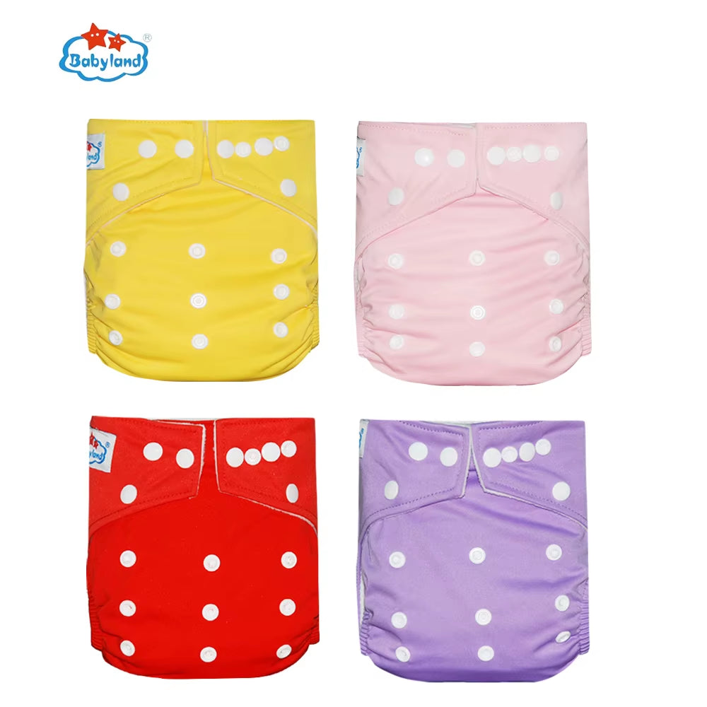 Fralda Ecologica Babyland 4Pcs/Set Cloth Diapers Baby Shells for 0-2 Years Adjustable Reusable Baby Cloth Nappy Covers