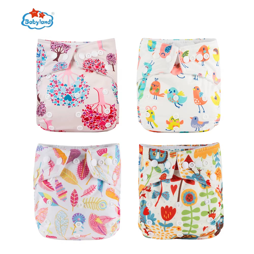 Fralda Ecologica Babyland 4Pcs/Set Cloth Diapers Baby Shells for 0-2 Years Adjustable Reusable Baby Cloth Nappy Covers