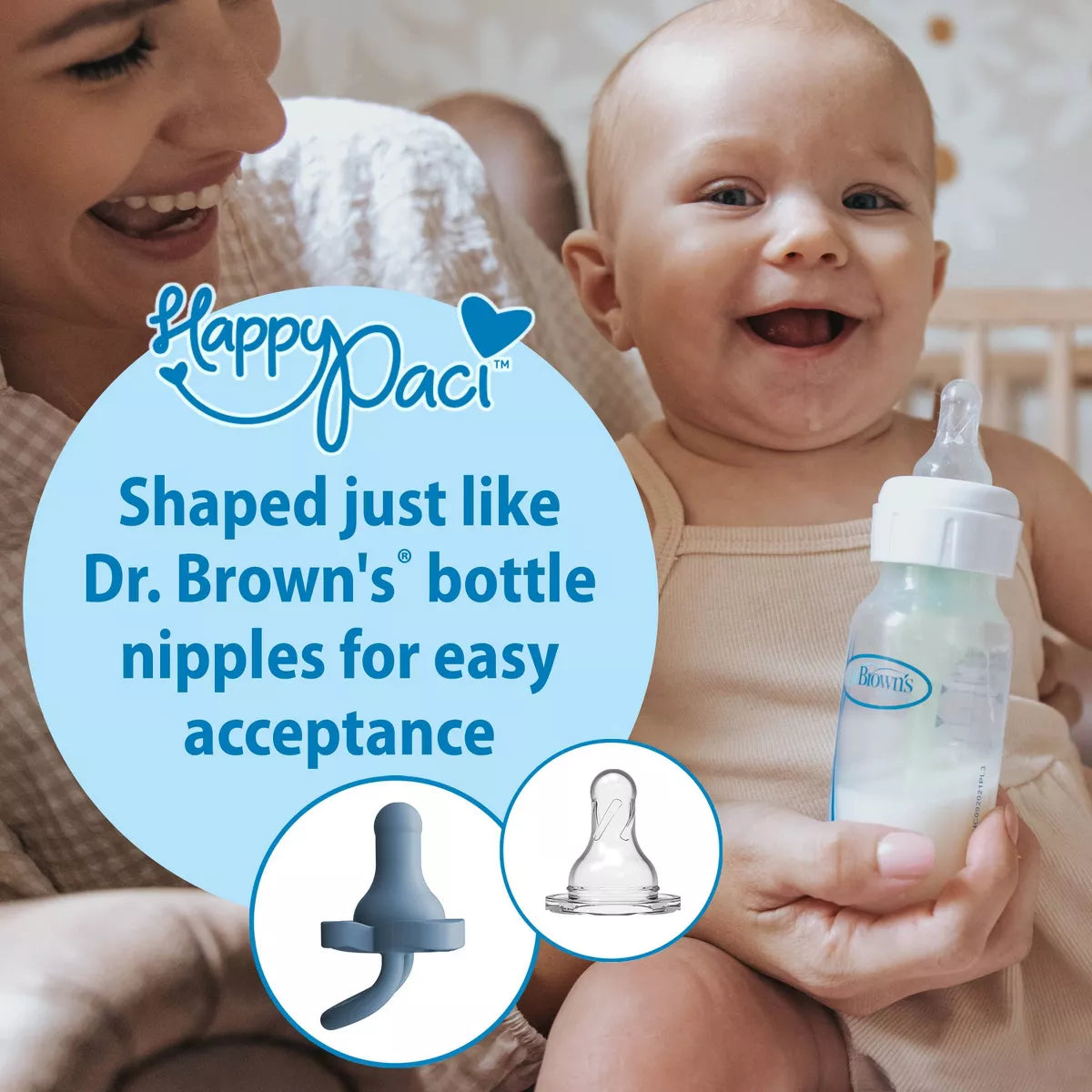 Dr. Brown'S Happypaci One-Piece 100% Silicone Pacifier - 0-6 Months - 3Pk