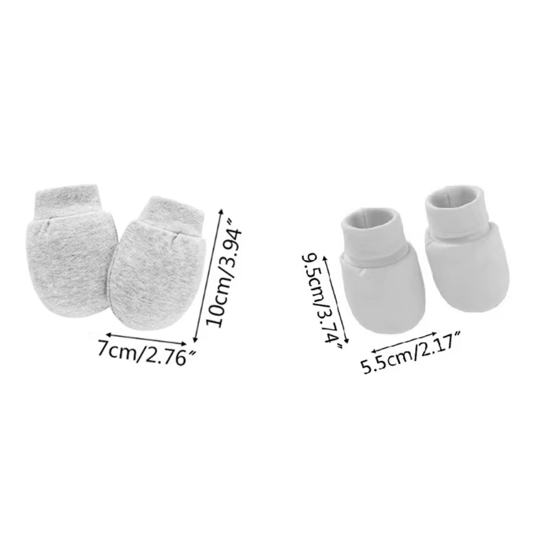 Baby Soft Cotton Gloves Foot Covers Set anti Scratching Mittens Socks Face for Protection Gloves for Newborn Inf