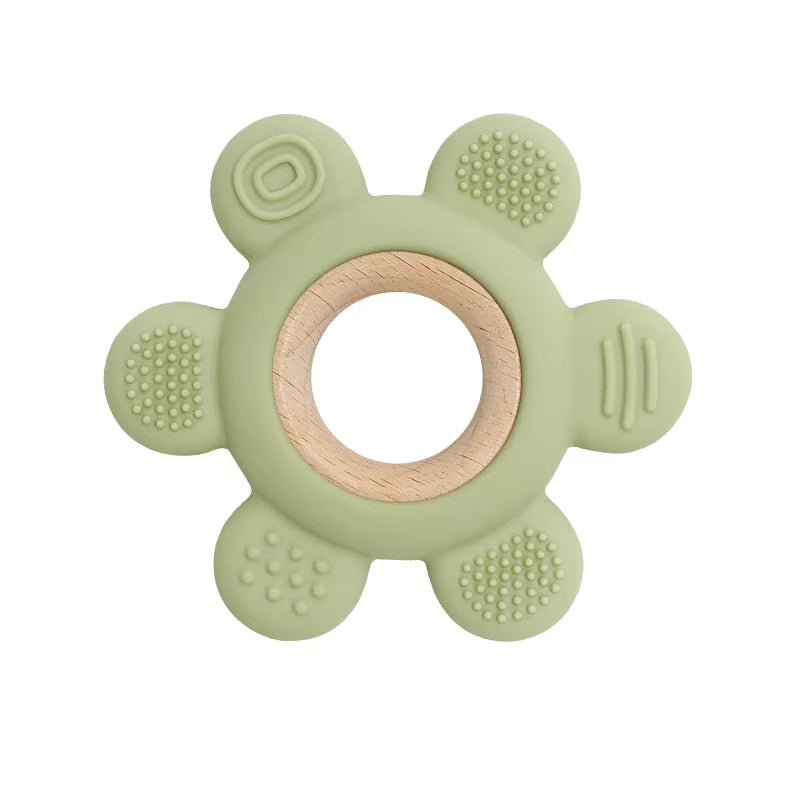 Color Kids Silicone Teether Toy Baby Rattle Toy Teething Ring Sensory Toys for Toddlers Teething Chewing Toy Baby Accessories