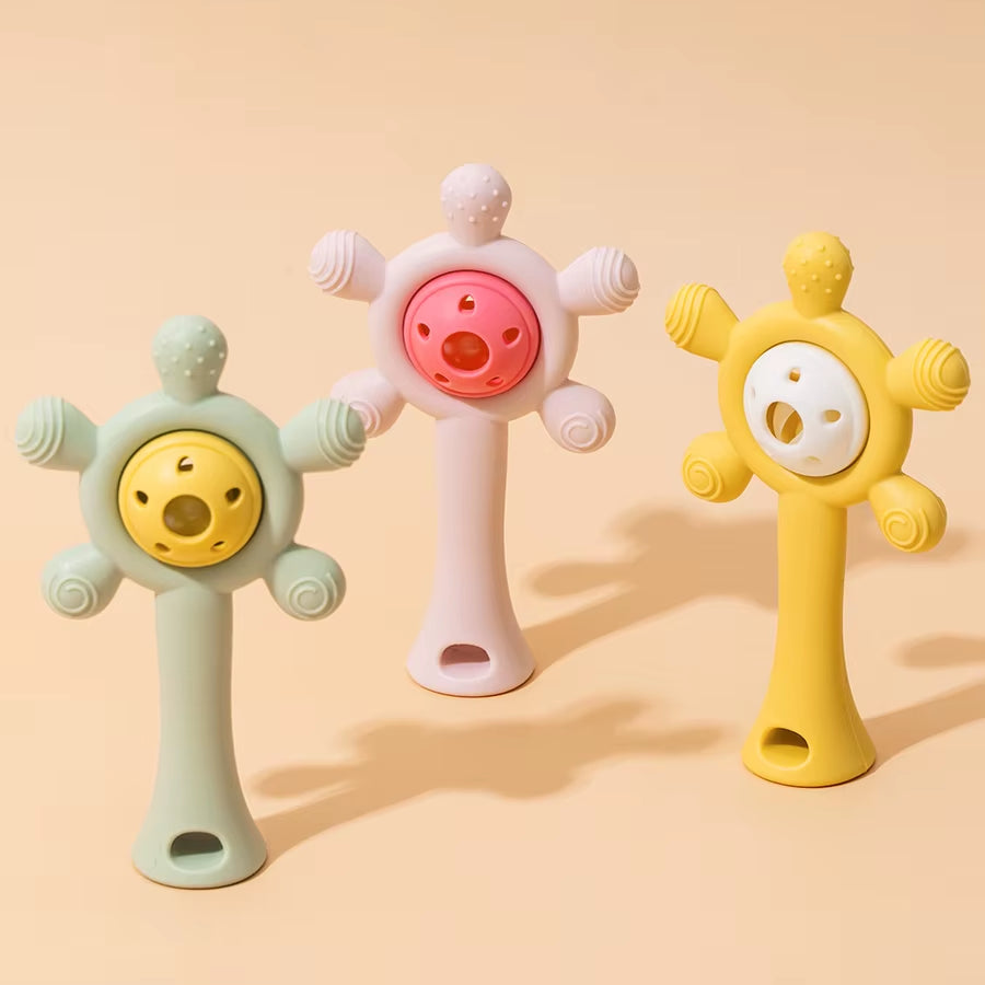 Color Kids Silicone Teether Toy Baby Rattle Toy Teething Ring Sensory Toys for Toddlers Teething Chewing Toy Baby Accessories