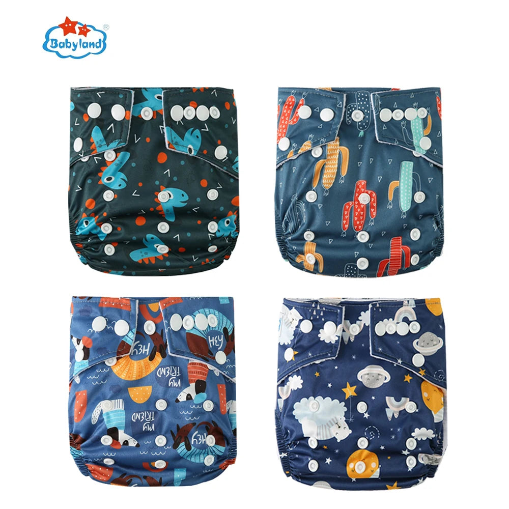 Fralda Ecologica Babyland 4Pcs/Set Cloth Diapers Baby Shells for 0-2 Years Adjustable Reusable Baby Cloth Nappy Covers