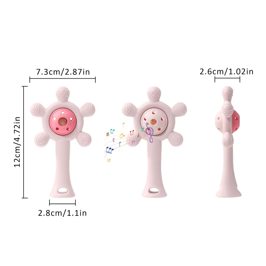 Color Kids Silicone Teether Toy Baby Rattle Toy Teething Ring Sensory Toys for Toddlers Teething Chewing Toy Baby Accessories