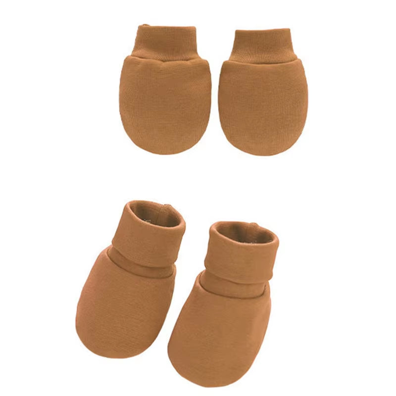 Baby Soft Cotton Gloves Foot Covers Set anti Scratching Mittens Socks Face for Protection Gloves for Newborn Inf