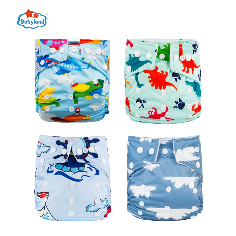 Fralda Ecologica Babyland 4Pcs/Set Cloth Diapers Baby Shells for 0-2 Years Adjustable Reusable Baby Cloth Nappy Covers