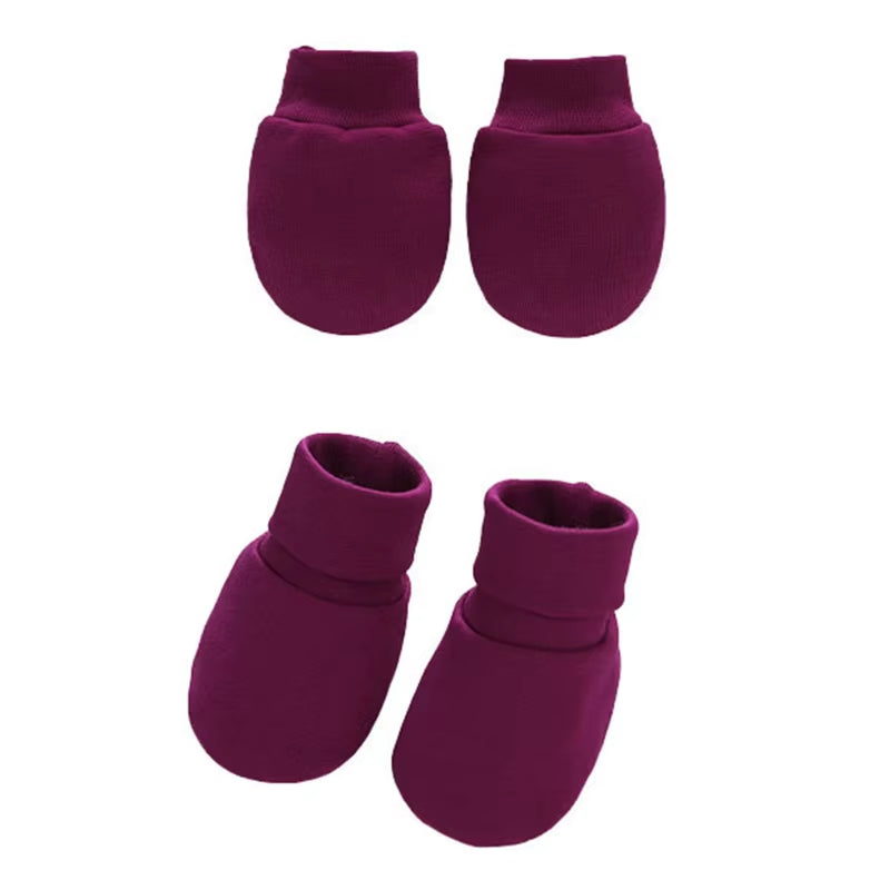Baby Soft Cotton Gloves Foot Covers Set anti Scratching Mittens Socks Face for Protection Gloves for Newborn Inf