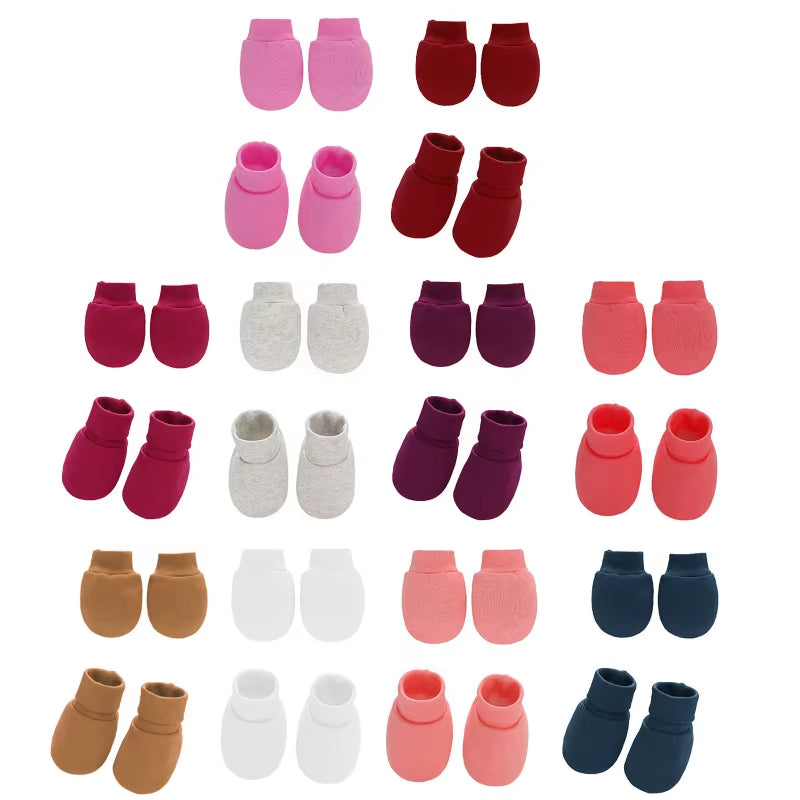 Baby Soft Cotton Gloves Foot Covers Set anti Scratching Mittens Socks Face for Protection Gloves for Newborn Inf