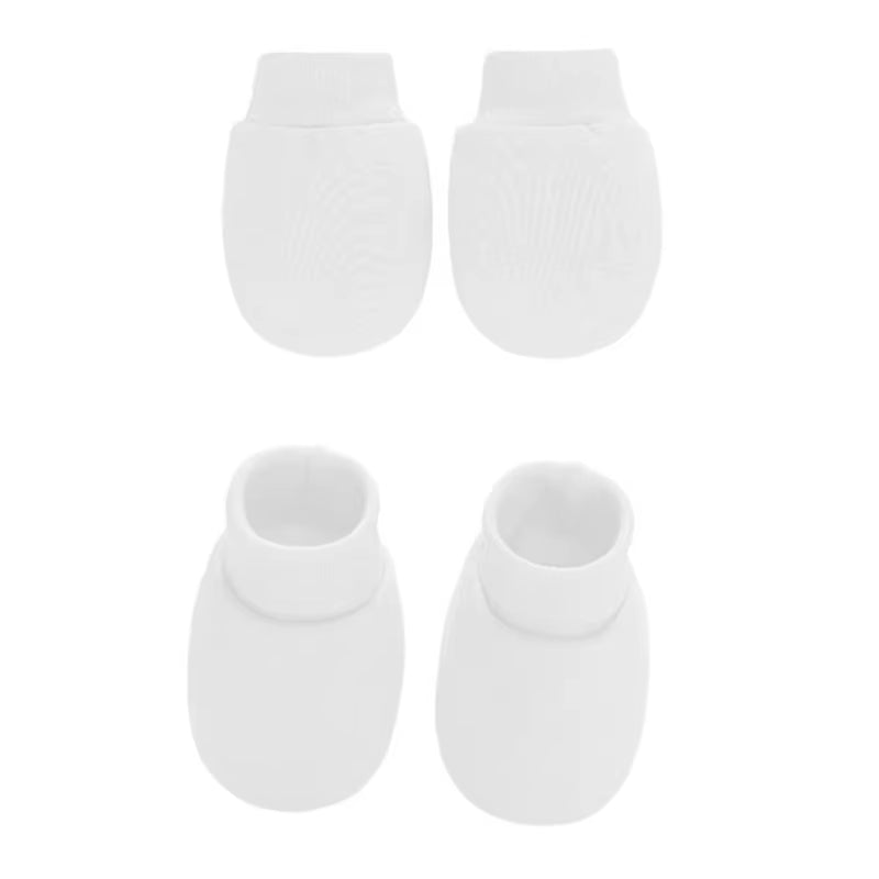 Baby Soft Cotton Gloves Foot Covers Set anti Scratching Mittens Socks Face for Protection Gloves for Newborn Inf