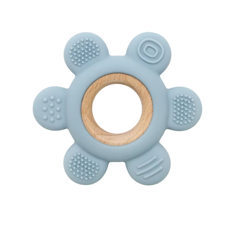 Color Kids Silicone Teether Toy Baby Rattle Toy Teething Ring Sensory Toys for Toddlers Teething Chewing Toy Baby Accessories