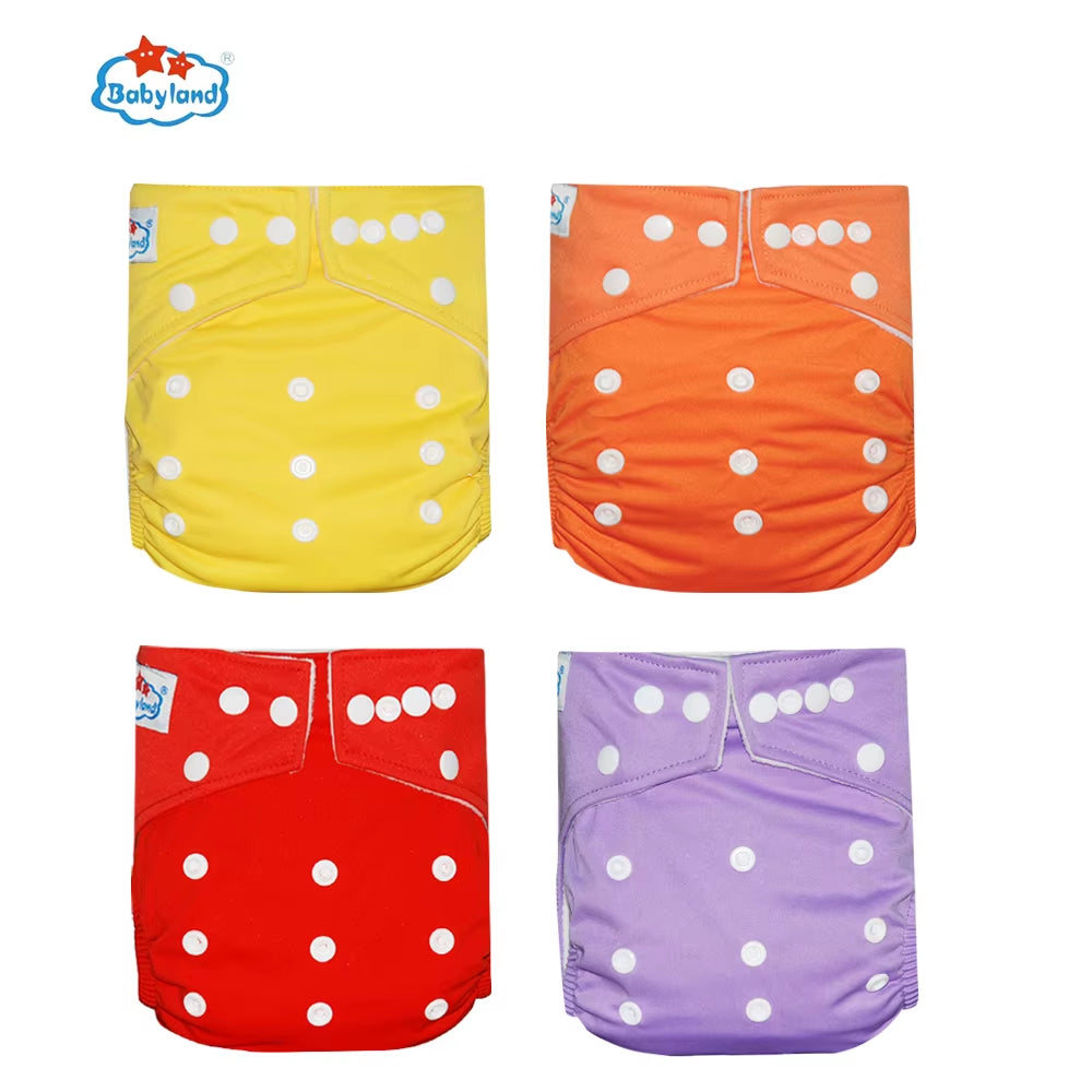 Fralda Ecologica Babyland 4Pcs/Set Cloth Diapers Baby Shells for 0-2 Years Adjustable Reusable Baby Cloth Nappy Covers