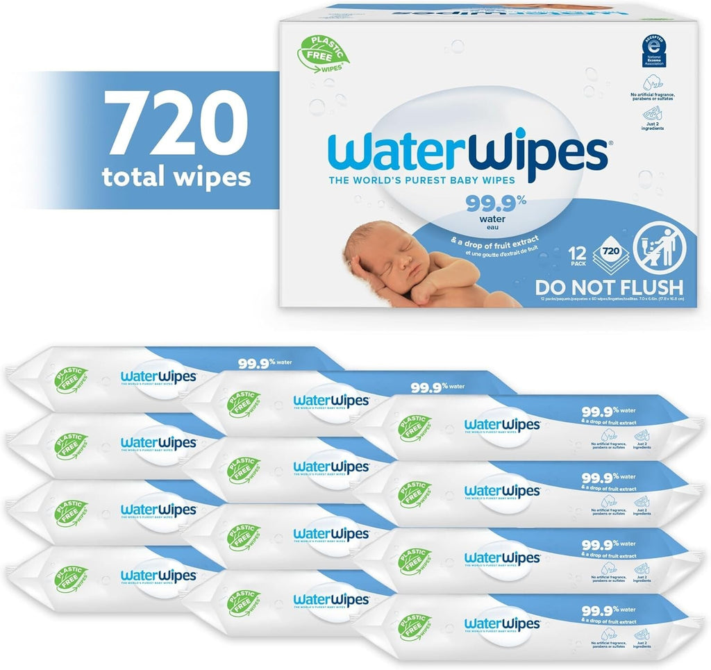 Waterwipes Plastic-Free Original Baby Wipes, 99.9% Water Based Wipes, Unscented