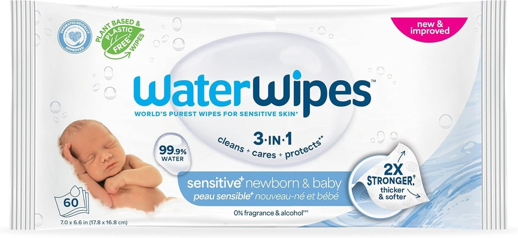 Waterwipes Plastic-Free Original Baby Wipes, 99.9% Water Based Wipes, Unscented