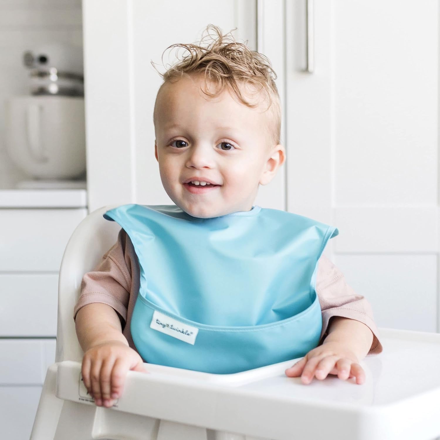 Mess-Proof Baby Bibs for Eating | Waterproof, Wipeable Toddler Bibs with Catch-All Pocket | Feeding Bibs for Girls & Boys(3 Pack,Slate, Olive)