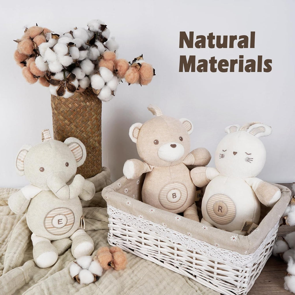 Newborn Baby Toys, Soft Cotton Stuffed Bunny Toy with Lullaby Music for Boy & Girl Babies 0-3-4-6+ Months,Easter Gift for Baby (Rabbit)