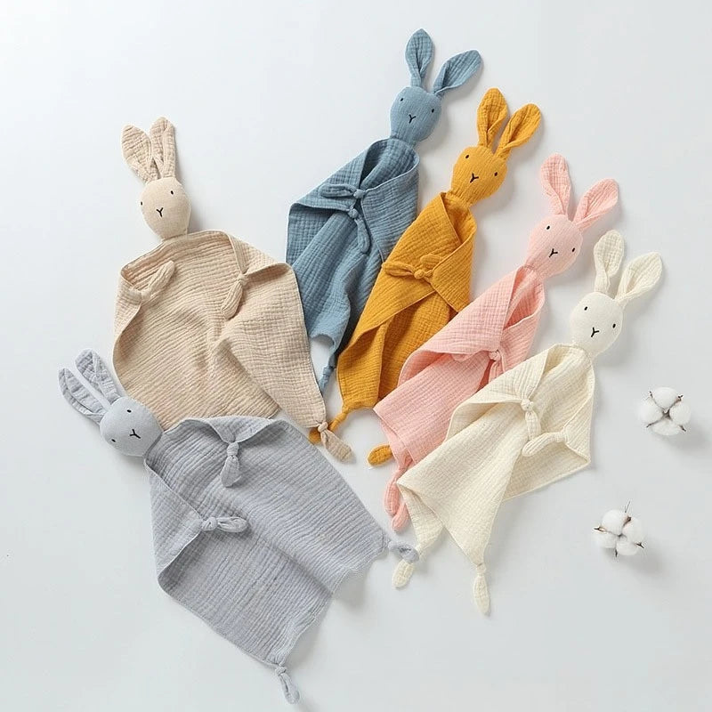 1/3 Pcs Cotton Muslin Baby Bib Stuffed Rabbit Doll Newborn Appease Towel Security Blanket Baby Sleeping Cuddling Towel Teether