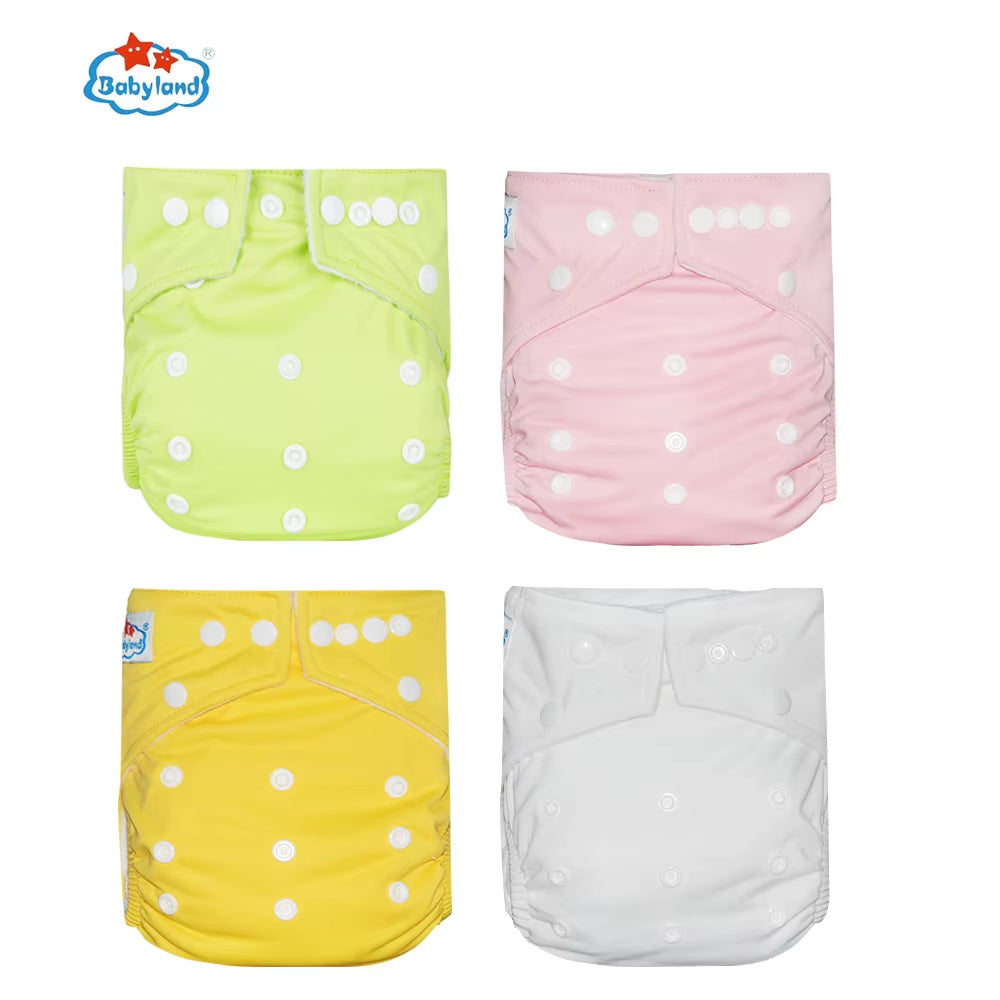 Fralda Ecologica Babyland 4Pcs/Set Cloth Diapers Baby Shells for 0-2 Years Adjustable Reusable Baby Cloth Nappy Covers