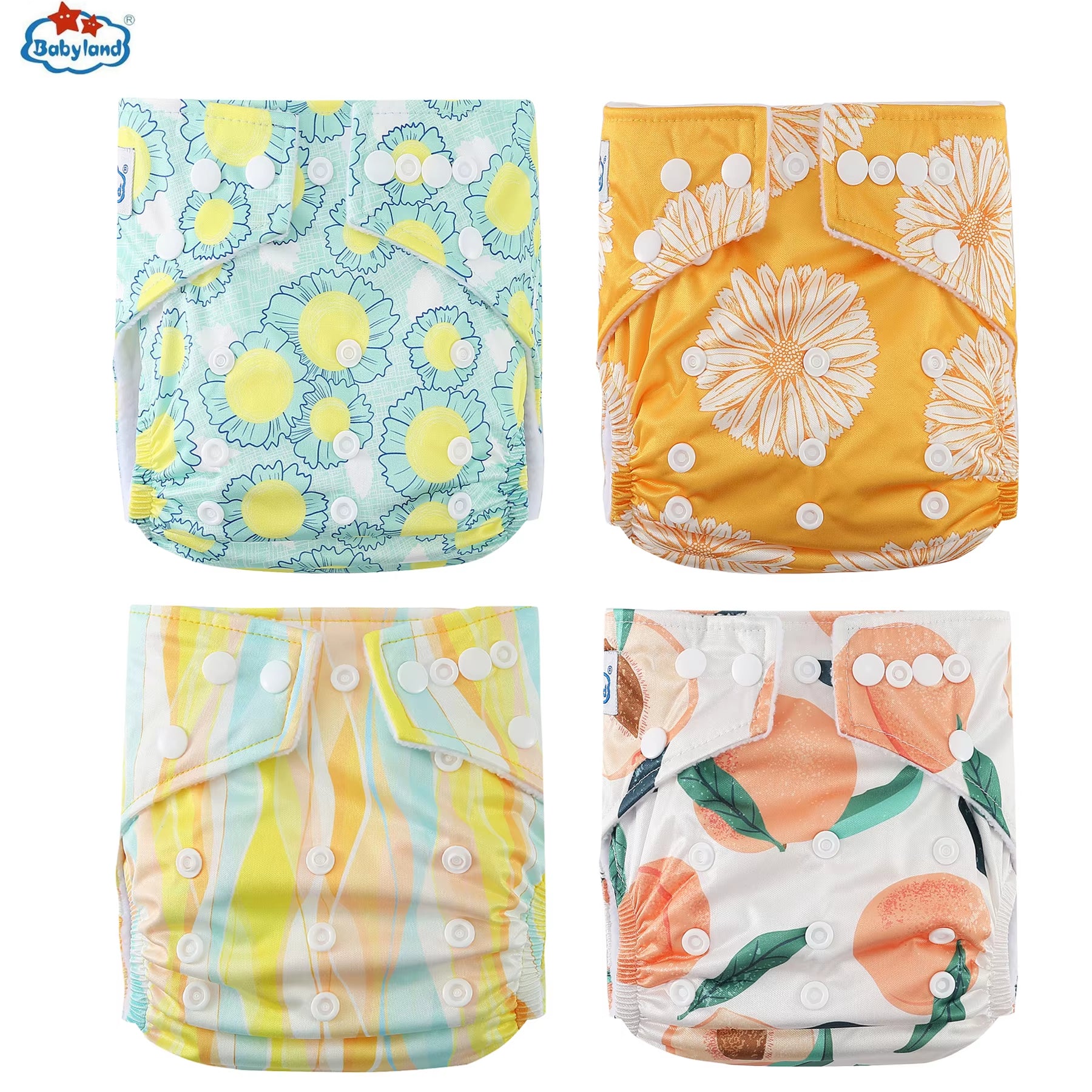 Fralda Ecologica Babyland 4Pcs/Set Cloth Diapers Baby Shells for 0-2 Years Adjustable Reusable Baby Cloth Nappy Covers