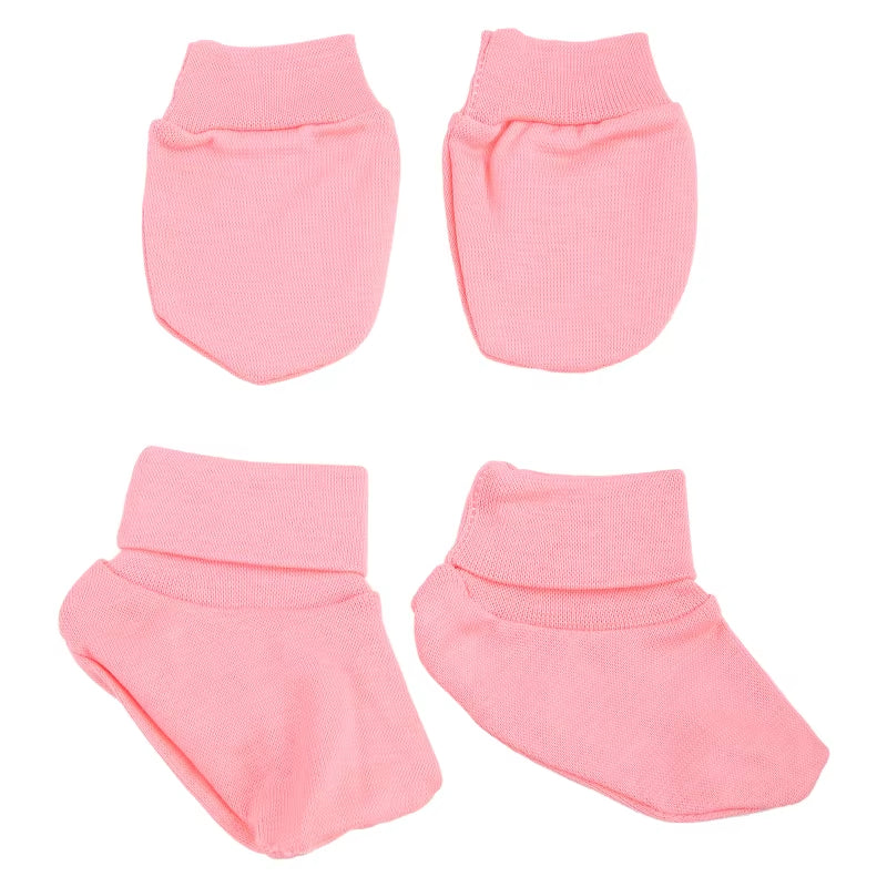 Baby Soft Cotton Gloves Foot Covers Set anti Scratching Mittens Socks Face for Protection Gloves for Newborn Inf