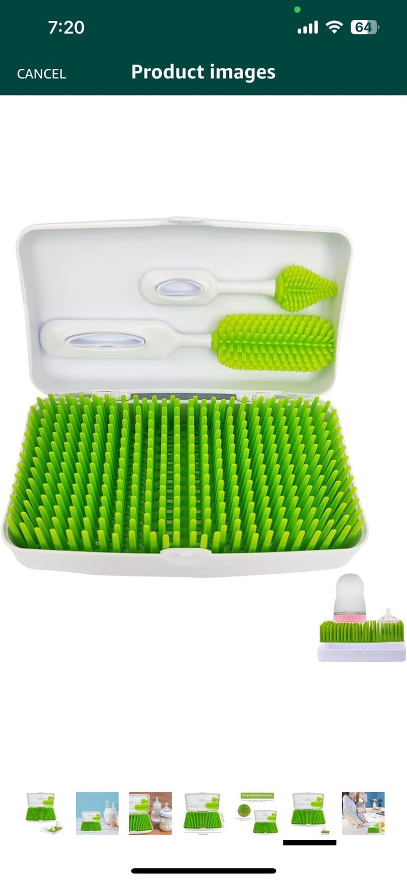 Premium Travel Green Baby Bottle Drying Rack & Cleaning Brushes ~ in Travel Case
