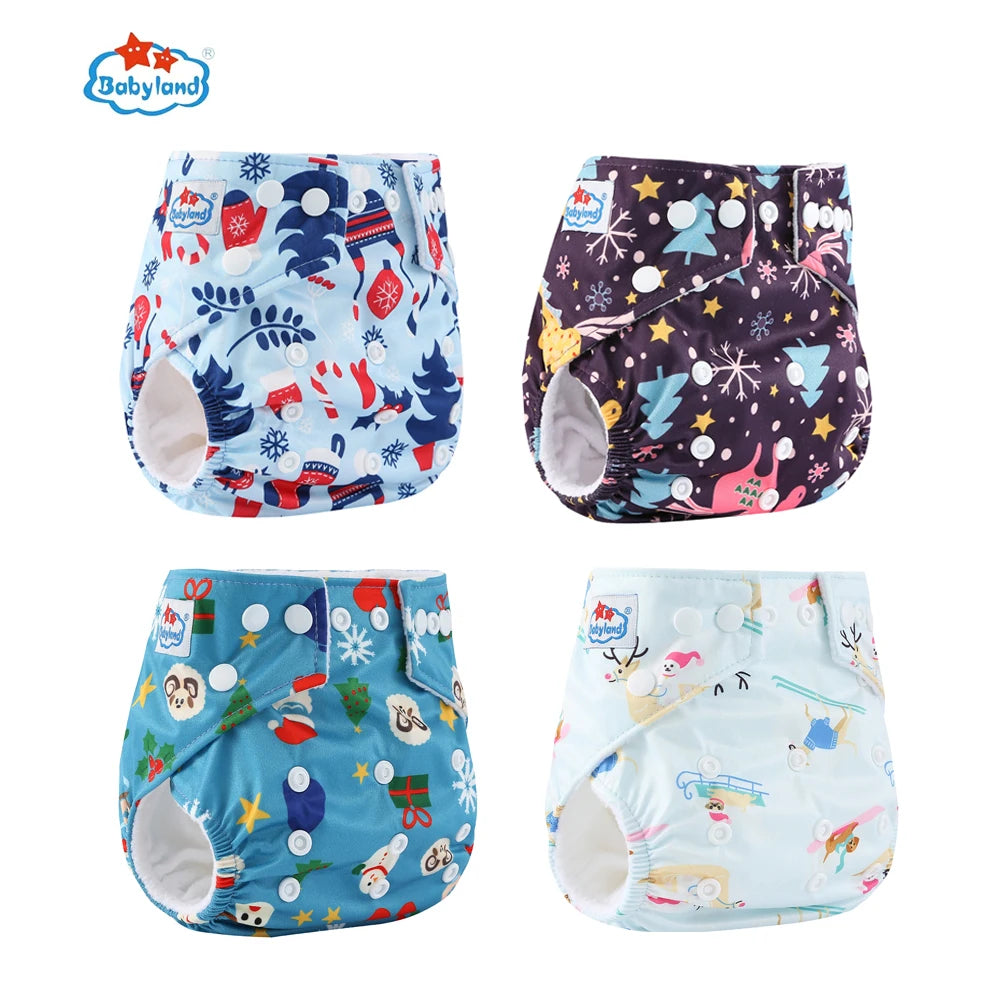 Fralda Ecologica Babyland 4Pcs/Set Cloth Diapers Baby Shells for 0-2 Years Adjustable Reusable Baby Cloth Nappy Covers