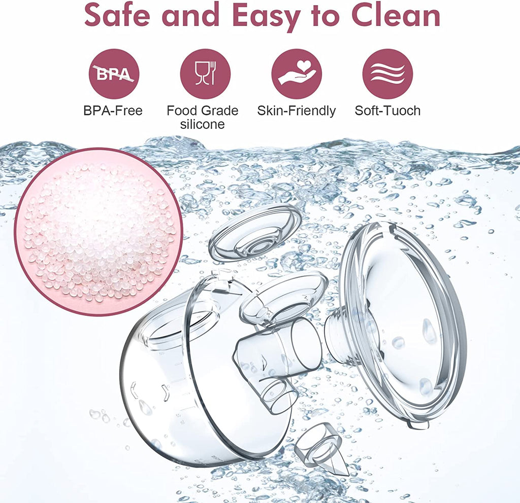 Wearable Breast Pump Hands Free of Longer Battery Life & LED Display, Portable Electric Breast Pump with 3 Modes & 9 Levels & Low Noise, 24 Mm Flange, 2 Pcs White